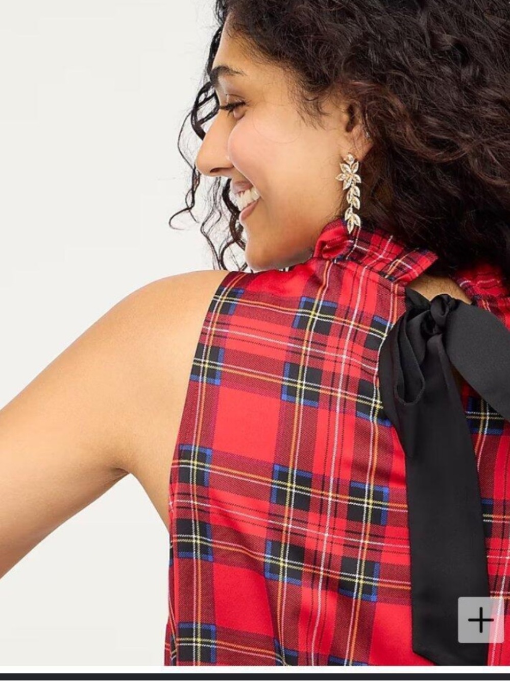 J. Crew Red Plaid Back-Tie Sleeveless Top